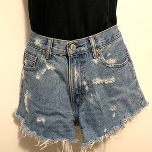 Levi’s high waisted destroyed cut-off shorts